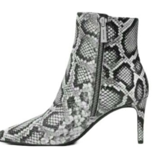 Michael Kors Alina Flex Snake Embossed Leather Side Zip Ankle Booties - Picture 3 of 12